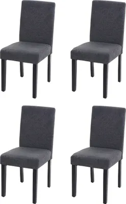 Image de lot de 4 chaises de salle à manger Chaise de cuisine Littau ~ textile, gris anthracite, pieds foncés