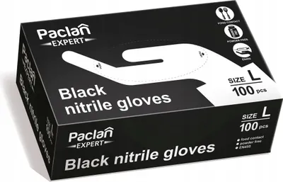 Immagine prodotto di Guanti in nitrile nero taglia L 100 pz
