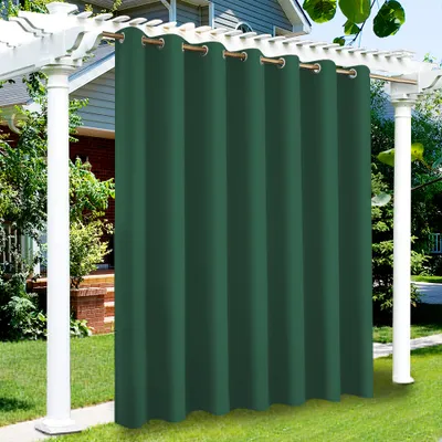 Obrázek produktu pro Topchances Set of 1 Oversize Indoor Outdoor Curtain Outside Curtain 254*275cm(W x H), Windproof Water Repellent Privacy Screen Sunshade UV Protection for Garden Patio Balcony, Dark Green