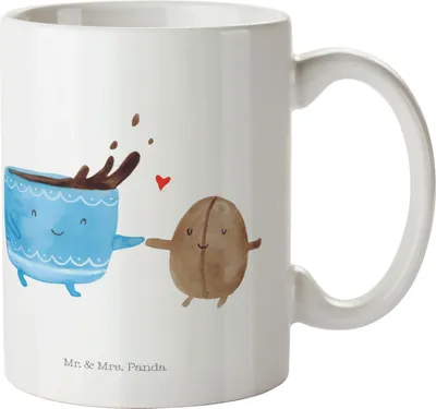 Produktbild von Mr. & Mrs. Panda Kaffeetasse Kaffee Bohne - Weiß - Geschenk, Geschenktasse, Zufriedenheit, Keramiktasse, Genuss, Glück, Becher, Lustige Sprüche, Kaffeebohne, Teetasse