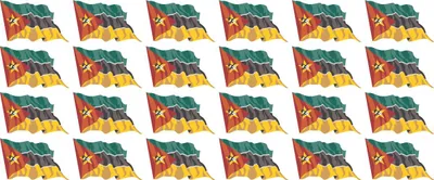 Produktbild von Mini Aufkleber Set - Pack wehend - 33x20mm - selbstklebender Sticker - Mosambik - Flagge / Banner / Standarte fürs Auto, Büro, zu Hause und die Schule - 24 Stück