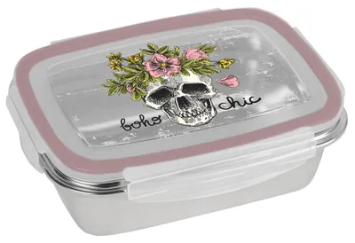 Broodtrommel Skull Bohochic 850ml Edelstahl, 19,5x14,5x6,5 cm