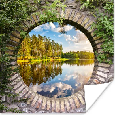 Produktbild von MuchoWow® Poster Bäume - Wasser - Aussicht 75x75 cm - Wand Dekoration