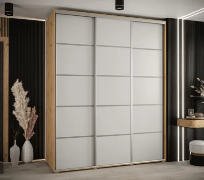 Obrázek produktu pro Šatní skříň ASIRI 4 - 200/60 cm, dub artisan / bílá / stříbrná