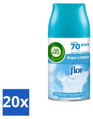 Imagen del producto de 20 unidades de recambios para ambientador automático Air Wick Freshmatic, aroma "Flores y Frescura", 250 ml. Paquete económico