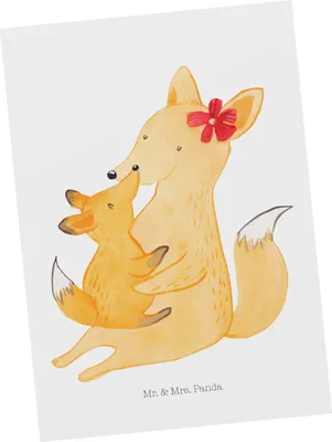 Produktbild von Mr. & Mrs. Panda Grußkarte Fuchs Mama - Weiß - Geschenk, Postkarten, Ansichtskarten, Mutter, Postkarte, Umarmen, Ansichtskarte, Schoß, Kunstkarten, Muttertag