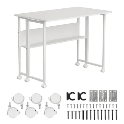 Produktbild von Maclean Klapptisch weiß fahrbar Platte 100x58cm max. 50kg MC-126 W