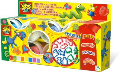 Produktbild von SES Creative 00498 Knete Mania mit Förmchen – 8x90gr Bunte Spielknete für Kinder, Knetmasse, Mehrfarbig, Kind, 20 Stück(e), Kunststoff-Topf, 8 Farben