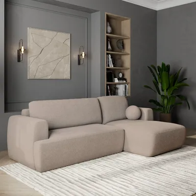 Produktbild von Masseno Ecksofa SENTI N R-S mit Schlaffunktion L-Form, Sofa mit Bettkasten, Wohnzimmersofa, Couch, Soffa, Bettsofa, Couchgarnitur- Beige, NOW OR NEVER 05