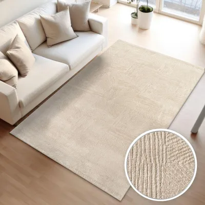 Produktbild von TT Home Wohnzimmer Teppich Esszimmer Kurzflor Boho Design Skandinavisch Abstrakt Unifarben Hoch-Tief-Effekt Moderner Style Größe 120x160 cm