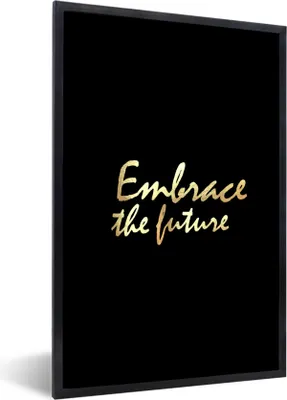 Produktbild von MuchoWow® Gerahmtes Poster Zitate - Motivation - Schwarz - Gold 60x90 cm - Poster mit Schwarzem Bilderrahmen Wandposter Rahmen Foto Bilder - Kunst