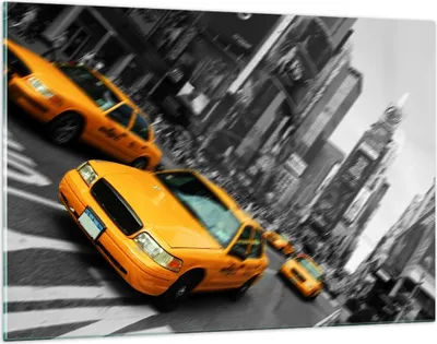 Produktbild von Bilder auf glas - Amerika taxi stadt - 120x80cm - Glasbilder - Wandbilder - Kunstdruck - zum Aufhängen bereit - Wanddekoration aus Glas - Glas Bilder - Wandbild auf Glas - Einteilig - GAA120x80-2178