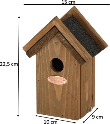 Produktbild von Hochwertiger Nistkasten speziell für Zaunkönig aus Kiefernholz mit Bitumendach
