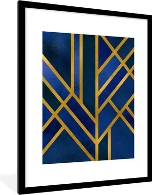 Produktbild von MuchoWow® Gerahmtes Poster Design - Gold - Luxus 60x80 cm - Poster mit Schwarzem Bilderrahmen Wandposter Rahmen Foto Bilder - Wohnzimmer - Dekorationen - Prämie