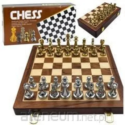 Produktbild von Schachfiguren-Set aus Metall, Strategiespiel, faltbares