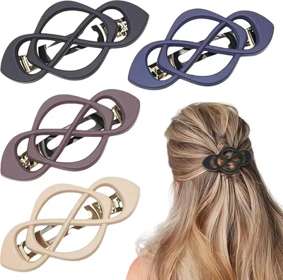 Imagen del producto de Juego de horquillas francesas, de 4 piezas, en varios colores, planas, de gran tamaño, ideales para cabello grueso