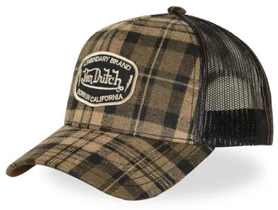 Produktbild von Von Dutch Originals Trucker Cap Check Pattern Flannel Mesh Khaki/Brown