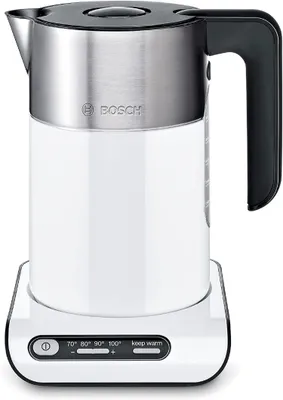 Produktbild von Bosch Wasserkocher TWK8611P, Abschaltautomatik, Temperaturwahl, Warmhaltefunktion, 1,5 L, 2400 W, Anthrazit/Weiß