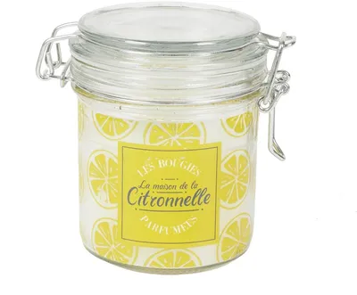 Image de Zeste de Soleil - Bougie parfumée à la citronnelle contre les moustiques - Ø 8,5 cm - Bougie d'extérieur parfumée au citron - pot en verre - Jaune