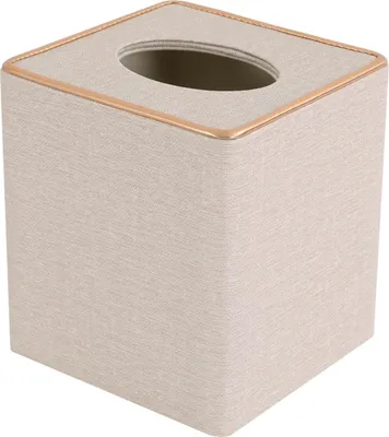 Image de Boîte à mouchoirs en simili cuirPolyuréthane- Boîte carrée pour table - Base magnétique - 13,5 x 13,5 x 14,5 cm - Crème