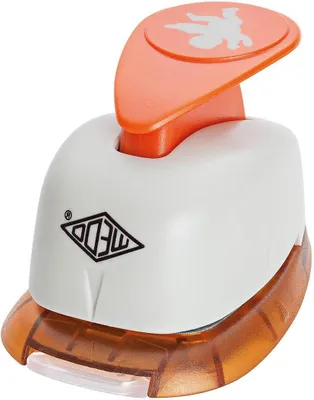 Productafbeelding van Motiefperforator Engel - Papierperforator Knutselperforator - Kaarten Versieren - Met Opvangbak - 14 x 16 cm - Grijs Oranje