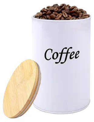 Luftdichter Kaffeebehälter 500 ml, weiß, mit Bambusdeckel