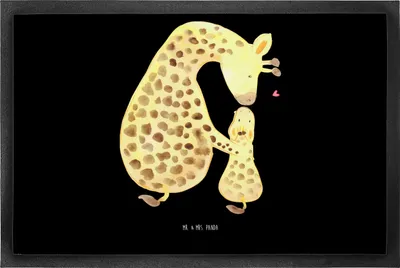 Produktbild von Mr. & Mrs. Panda Bodenvorleger Giraffe Kind 50 x 75 cm - Schwarz - Geschenk, Mutter, Fussmatte, Lieblingsmensch, fußmatte, Schmutzfangmatte, Mama, Abtreter, Afrika, Sohn