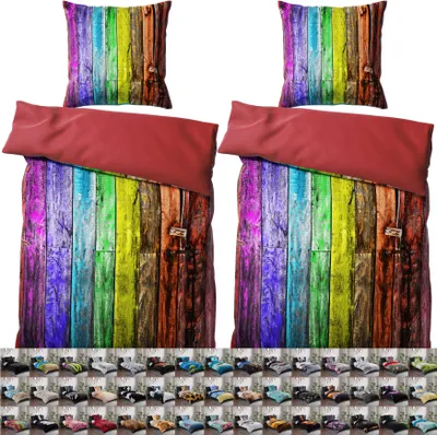 Produktbild von SANILO® Bettwäsche 135x200 cm, 100% feinste Baumwolle, 4-teilig, Bettbezug, Kissenbezug 80x80cm - Rainbow