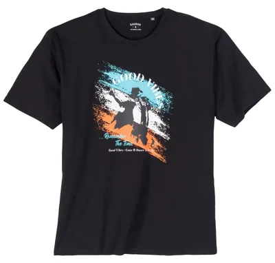 Produktbild von Ragman XXL T-Shirt schwarz Good Vibes Frontprint
