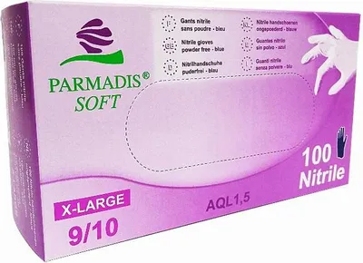 Image de Boite de 100 Gants en nitrile T.M 7/8 CRISTAL HYGIENE Usage unique EN374 - FGNITRI7