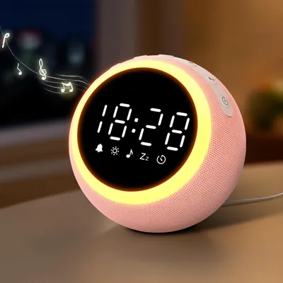 Obrázek produktu pro Digitální budík s bílým šumem, 25 relaxačními tóny, nočním světlem, časovačem, funkcí snooze a nastavitelnou hlasitostí a jasem