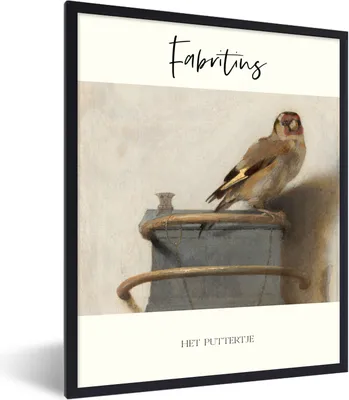 Produktbild von MuchoWow® Gerahmtes Poster Der Stieglitz - Carel Fabritius - Gemälde 60x80 cm - Poster mit Schwarzem Bilderrahmen Wandposter Rahmen Foto Bilder - Premium - Wanddeko Wohnzimmer