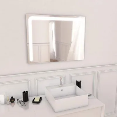 Produktbild von Kleiner Badezimmerspiegel mit LED-Beleuchtung, 90° drehbar, Glas, 3W, 420lm