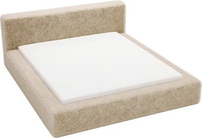 Produktbild von GRAINGOLD Polsterbett 180x200 cm Enjoy - Schlafzimmerbett mit Bettkasten & Lattenrost - Stoff Fellimitat - Beige (Lapit 29)