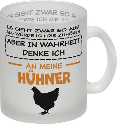 Produktbild von In Wahrheit denke ich an Hühner Glas Tasse