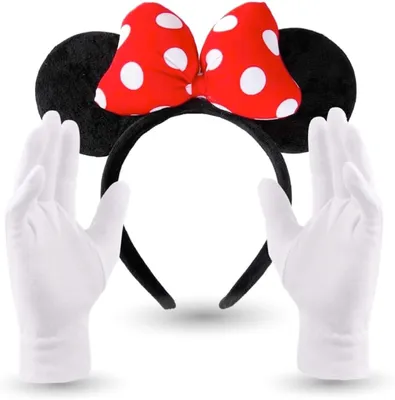 Image de 2 en 1 - Minnie Mini Mouse Costume Oreilles Set avec des gants et des oreilles de souris pour les femmes à Mardi Gras & Carnaval