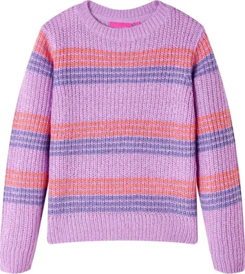 Produktbild von Kinderpullover mit Streifen Gestrickt Lila und Rosa 92