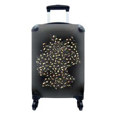 Produktbild von MuchoWow® Koffer Handgepäck Trolley Rollkoffer Kleine Reisekoffer mit 4 Rollen - Europakarte - Deutschland - Pantherdruck - Cabin Size < 55x40x23 cm & 55x40x20 cm - Fotokoffer - Kabinenkoffer - Boardgepäck - Reise-Box - Reisekoffer - Reisegepäck - Koffer mit Bild - Trolley für Kinder