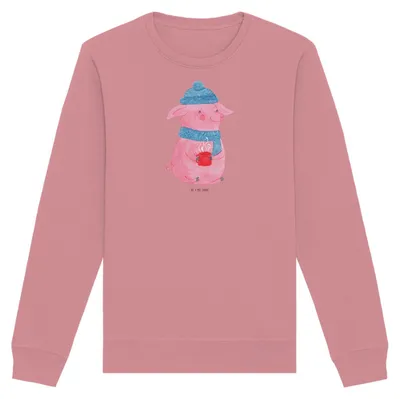 Produktbild von Mr. & Mrs. Panda Baumwoll Sweatshirt Schwein Glühwein Größe S - Canyon Pink - Geschenk, Sweater, Pulli, Pullover, Weihnachten, Glühschwein, Punsch, Weihnachtsmarkt