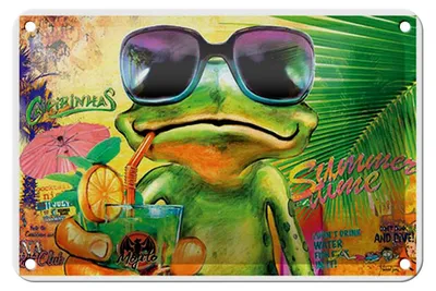 Produktbild von Blechschild Frosch 18x12cm Cocktail Mojito Summer Strand