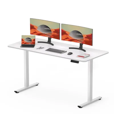Produktbild von SANODESK Höhenverstellbarer Schreibtisch Elektrisch 120x60cm Einteilige Tischplatte, 4 Speicherplätzen, 60 kg Tragkraft, Anti-Kollisionsschutz (Weiß)