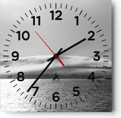Produktbild von Wanduhr - Quadrat - Glasuhr - Usa goldenes tor brücke - 40x40cm - Schleichendes Uhrwerk - Lautlos - zum Aufhängen bereit - Dekoration Modern - Wanddekoration aus Glas - C4AC40x40-1470