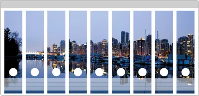 Produktbild von Wallario Ordnerrücken Sticker, selbstklebend für breite Ordner, 9 Stück, Motiv Skyline von Vancouver