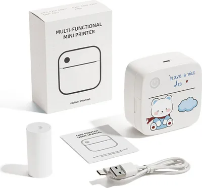 Produktbild von Mini-Thermodrucker, Sofortfotodrucker, BT Verbindung,kompatibel mit Android/iOS, mit 1 Papierrolle (57 x 26 mm)