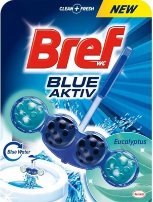 Obrázek produktu pro Prostředek čisticí Bref Blue Aktiv, na toalety, závěska, kuličky, 50 g, Eucalyptus