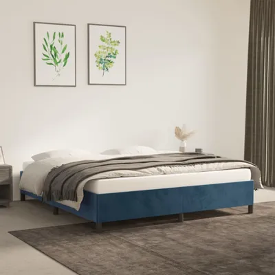 Produktbild von The Living Store Bettgestell Dunkelblau 160x200 cm Samt