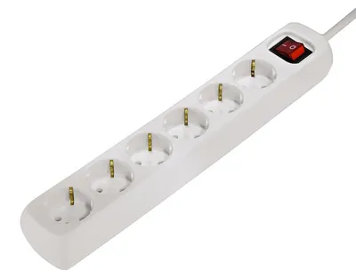 Image de Multiprise, 6 prises, avec interrupteur, 1,4 m, blche