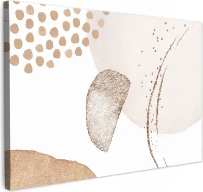Produktbild von MuchoWow® - Leinwandbilder - Aquarell - Pastell - Beige - Abstrakt - Modern, Wandbild, Wanddeko Bilder Wohnzimmer, 90x60 cm
