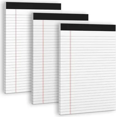 Image de INF Bloc-notes A4 lignés 4 pièces papier blanc 50 feuilles 21cm x 29.7cm pour école bureau