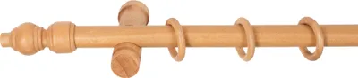 Produktbild von SN Deco - Stilgarnitur Gardinenstange Vorhangstange Filigrano, Holz, moderner Träger, 28 mm, 1-Lauf, Komplettset mit Ringen, Farbe Eiche, 320 cm (2x160 cm)